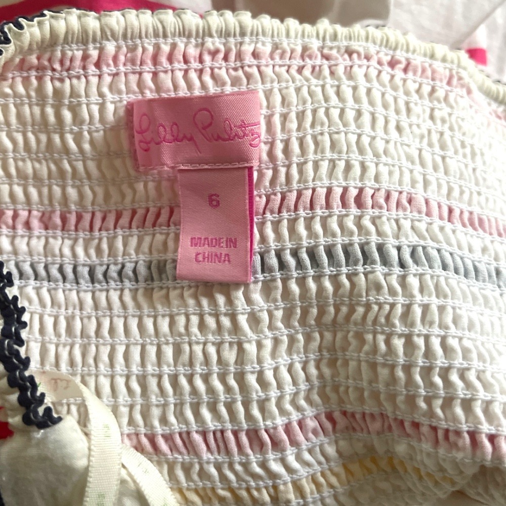 Lilly Pulitzer Felicity Dress Strapless Fit & Flare White Striped Mini Dress 6 - Picture 2 of 9